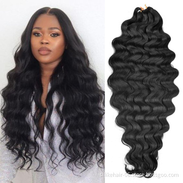 Wholesale Pre Feathered Hybrid Long Ombre Brown Black Water Wave Braids Synthetic Hair Extensions Body Wave Crochet Braiding